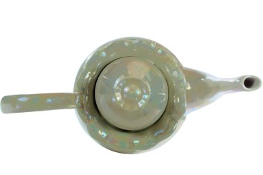 porselen çaydanlık, üstten görünüm. Beyaz bir arka planda, closeup yalıtılmış nesne.