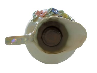 Porselen kabı üstten görünüm. Beyaz bir arka planda, closeup yalıtılmış nesne.