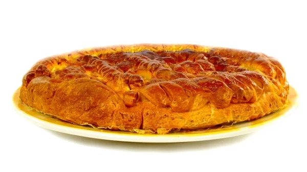 Tarte Aux Pommes Vue Latérale Objet Isolé Sur Fond Blanc — Photo