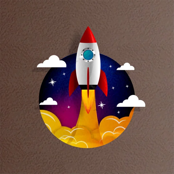 Rocket Startup Business Rocket Ship Flat Vector — Stock Vector