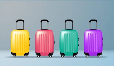 Renk plastik seyahat çantası vektör illüstrasyon. Nesne. Yaz saati, tatil