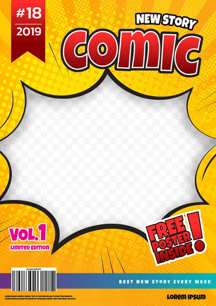 Comic Book Page Template Design Magazine Cover — Stock Vector