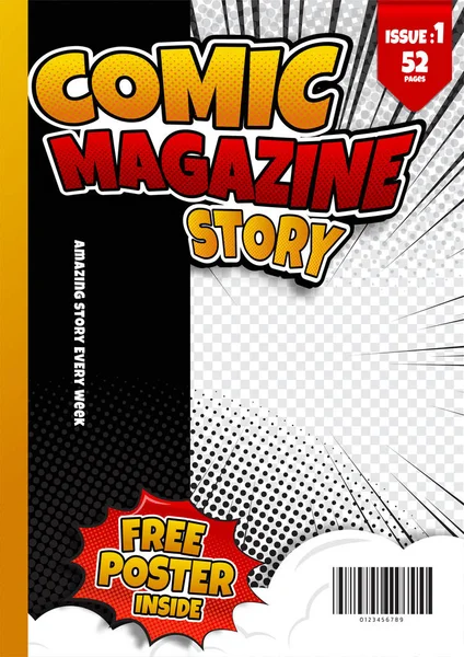 Comic Book Page Template Design Magazine Cover — Stock Vector