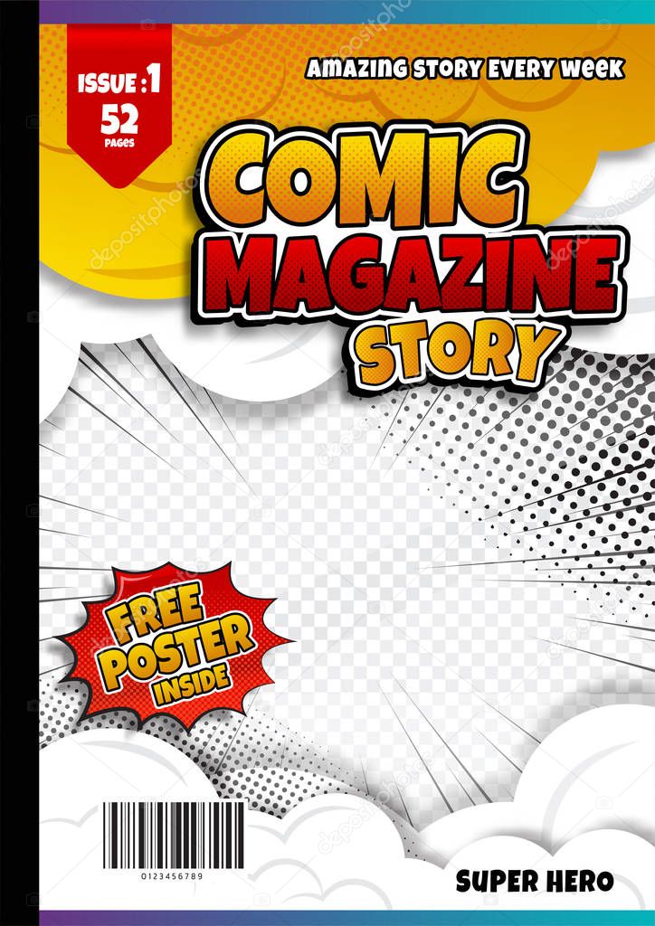 comic book page template design. Magazine cover 