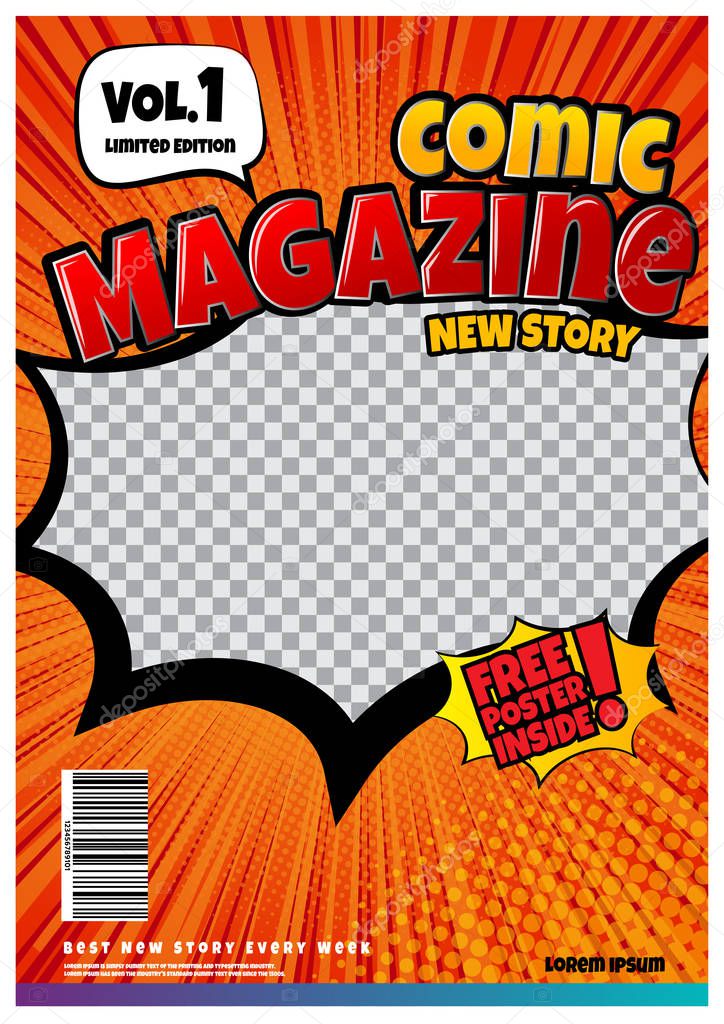 comic book page template design. Magazine cover 