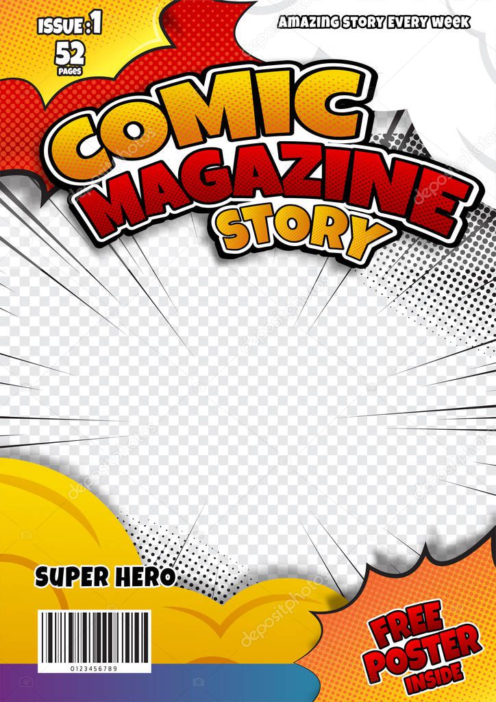 comic book page template design. Magazine cover 