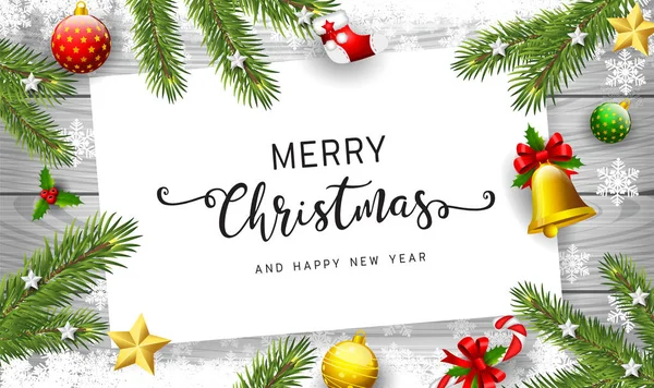 Sezonluk Dilekleri ve Gerçekçi Görünümlü Noel Ağacı dallarıyla Tatilin Arkaplanı 