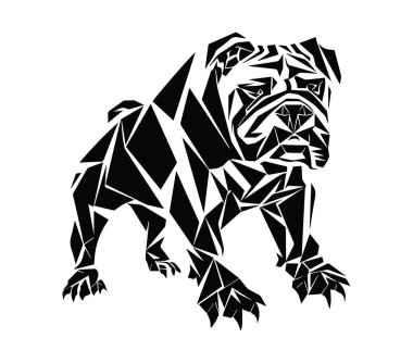 Siyah ve Beyaz Geometrik Buldog Görüntüsü