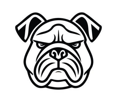 Siyah ve Beyaz Buldog Yüz Tasarımlar için Çizim