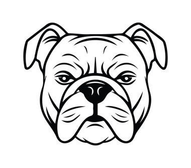 Siyah ve Beyaz Tasarımda Ayrıntılı Buldog Çizimi