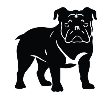 Siyah ve Beyaz Tasarım 'daki Oyuncu Buldog' un Silueti