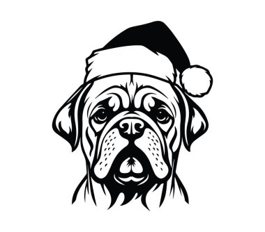 Bayram Amigo Tasarımı için Noel Baba Şapkası Giyen Kutlama Köpeği