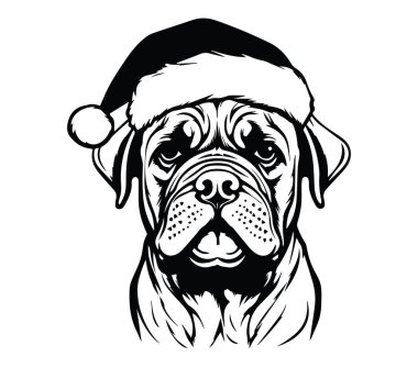 Noel Bayramı Kutlamaları için Santa Şapkalı Buldog