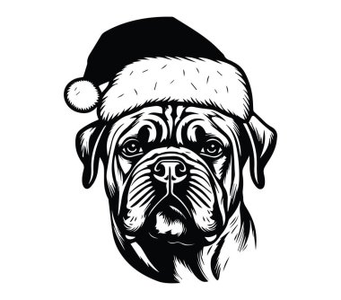 Tatil kutlamaları için Noel Baba Şapkası Giyen Pug Dog