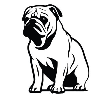 Oturan Köpeğin Şirin Siyah ve Beyaz Çizimi