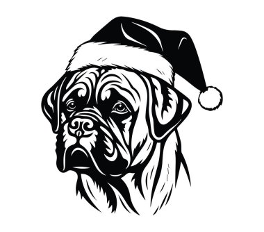 Tatil ve Noel Kutlaması için Noel Baba Şapkası Giyen Köpek