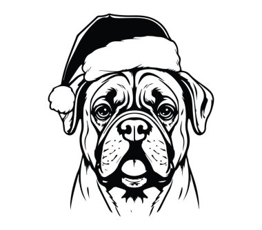 Tatil kutlamaları için Noel Baba Şapkası Giyen Sevimli Köpek