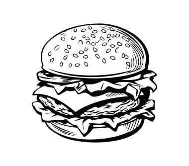 Susam Tohumu Çöreğiyle Klasik Çizburger Çizimi