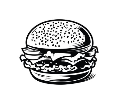 Susam Tohumu Çöreği ve Toppingli Klasik Burger Simgesi