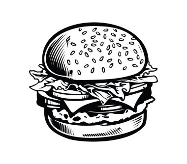 Taze malzemeli lezzetli el yapımı hamburger.