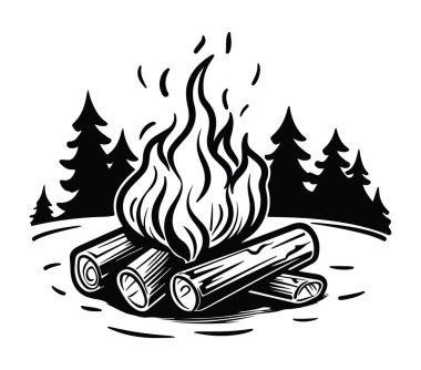 Konforlu Kamp Ateşi Orman Ayarlarında Yanan Parlak