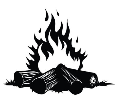 Açık Hava Temaları için Günlük Kaydı ve Alevleri olan Kamp Ateşi Sembolü