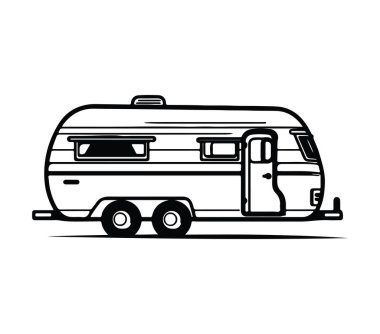 Minimalist Siyah ve Beyaz Tasarımlı Vintage Travel Trailer