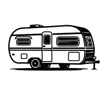 Siyah ve Beyaz Biçimli Vintage Travel Çizimi