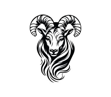 Zarif Siyah ve Beyaz Koç Kafalı Akan Yelken Tasarımı