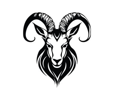 Bir Keçi Başı 'nın Ayrıntılı Siyah ve Beyaz Görünümü