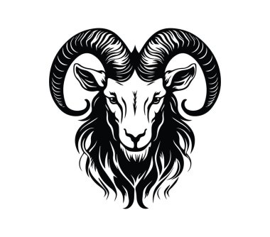 Karmaşık Boynuzları ve Kürk Tasarımı olan Majestic Ram Head