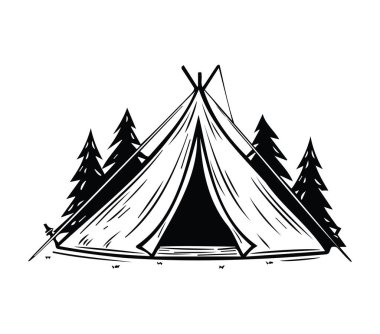 Ormandaki Ağaçlarla çevrili Kamp Çadırı