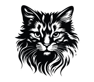 Ayrıntılı Siyah-Beyaz Kedi Çizimi ve Karmaşık Kürk Tasarımı