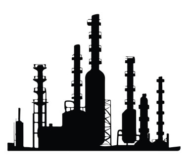 Temiz Gökyüzü Arkaplanına Karşı Petrol Rafinerinin Endüstriyel Silüeti