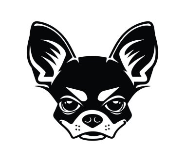 Siyah ve Beyaz Bir Chihuahua Köpek Başı Çizimi