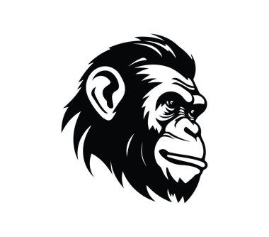 Tarz sahibi bir Goril Başı Profilinin Siyah ve Beyaz Çizimi