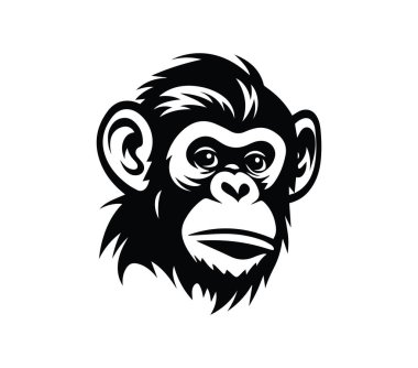 Tek Renkli Şempanze Baş Görüntü Kalın Özellikli