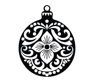 Dekoratif Yuvarlak Süslü Çiçek Tasarımı Siyah ve Beyaz