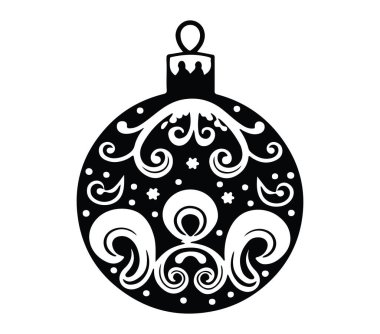 Dekoratif Noel Süslemesinin Girdaplı Siyah Silüeti