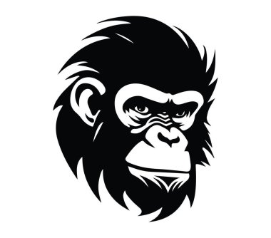 Modern Markalar İçin Şekil Verilmiş Siyah ve Beyaz Goril Baş Tasarımı