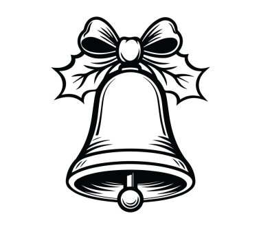 Bow and Holly Leaves Illustration ile klasik Noel Çanı