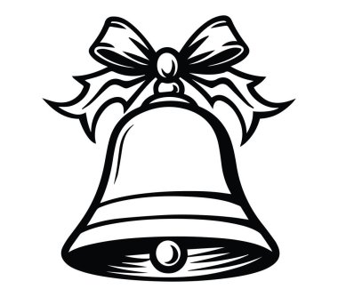 Yay ve Holly Dekorasyonlu Klasik El Çizimi Zil Tasarımı