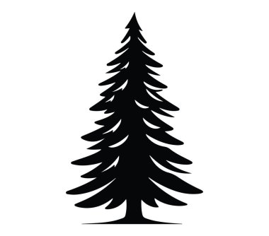 Ayrıntılı Dal Yapısına sahip Çam Ağacının Siyah Silüeti