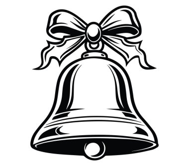 Bayram Dekorasyonu için Bow ve Holly ile Klasik El Çizimi Zil