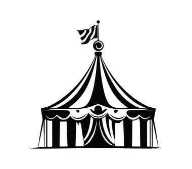 Striped Canopy ve Flag ile Vintage Circus Çadır Resimleri
