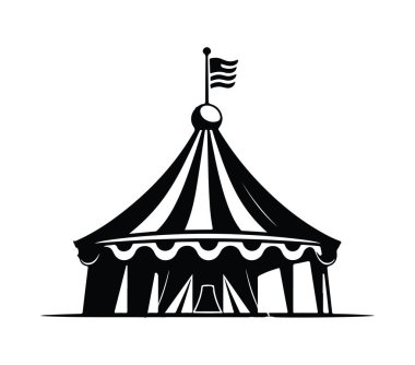 Bayrak ve Çizgili Siyah-Beyaz Sirk Çadırı