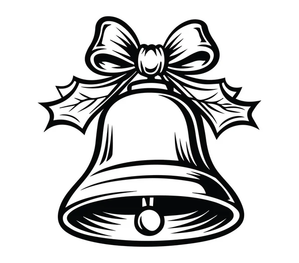 Holly ve Kurdele Dekoratif İllüstrasyonlu Klasik Noel Çanı