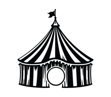 Çizgili Çatı ve Bayrak Tasarımı Elementi ile Klasik Sirk Çadırı