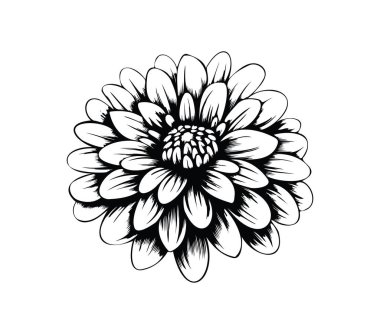 Ayrıntılı Taç ve Merkezli Siyah ve Beyaz Çiçek Tasarımı