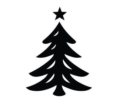 Tatil Tasarımları Yıldızlı Basit Kara Noel Ağacı